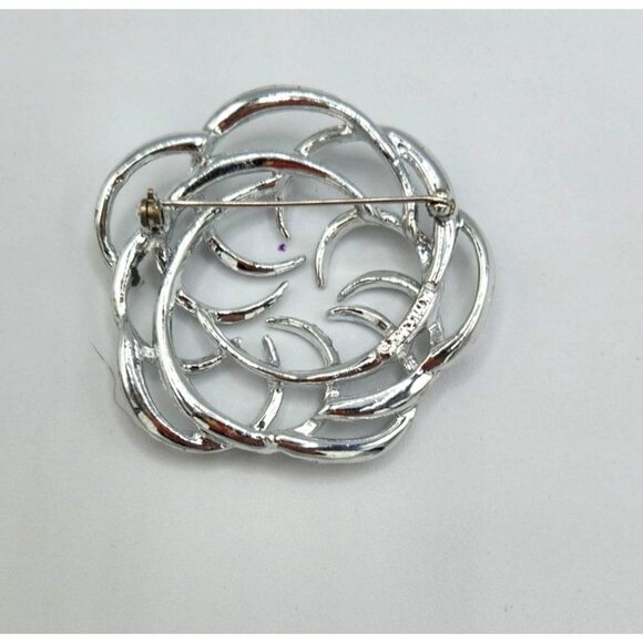 Sarah Coventry Silver Tone Circle Brooch - Vintage - Picture 2 of 2